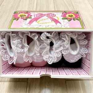 Dolly & Dimples “A Tea for Two” Socks Pink & Black